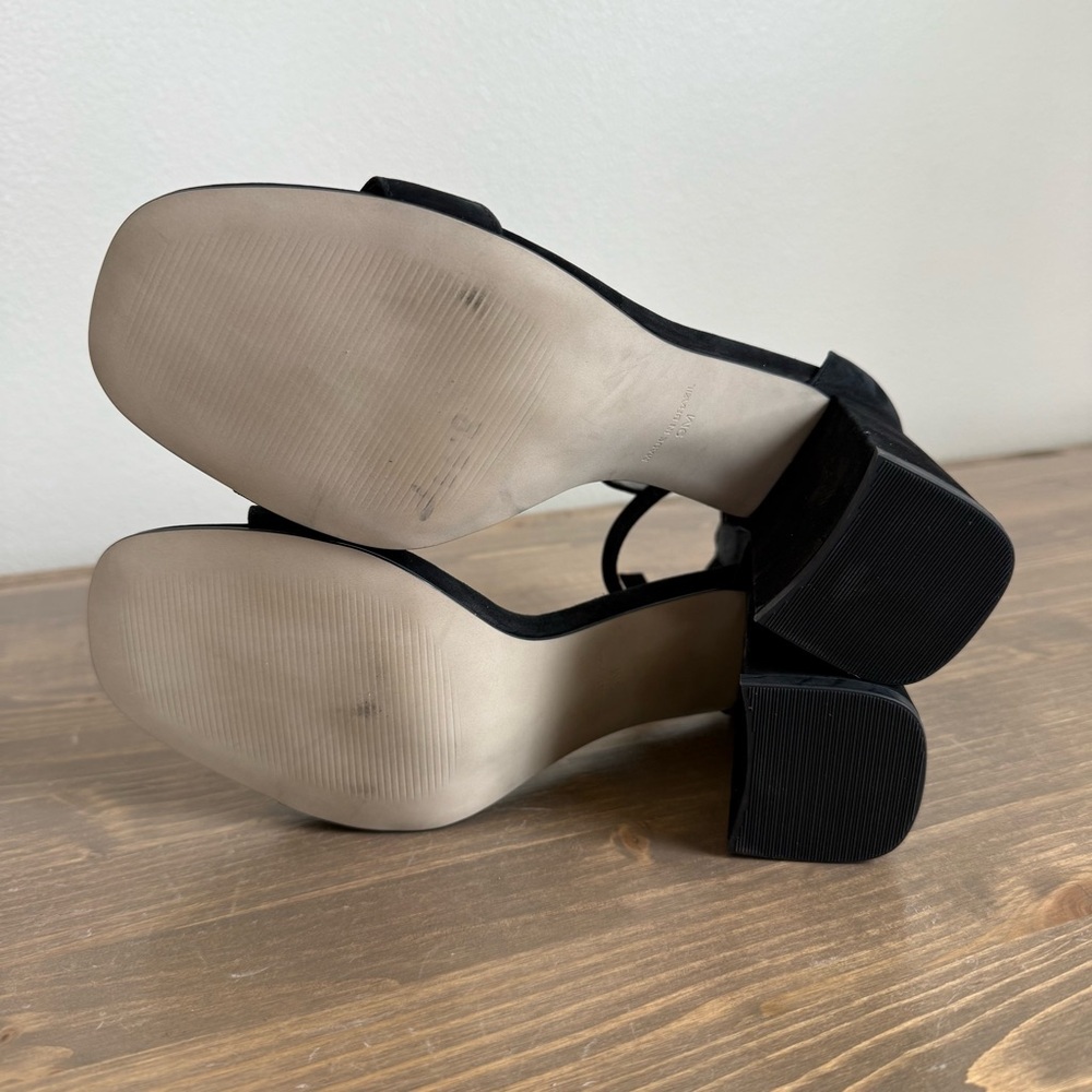 Steve Madden Womens 9 Black Dillion Ankle Strappy‎ Nubuck Block Heel Sandals - Picture 9 of 9